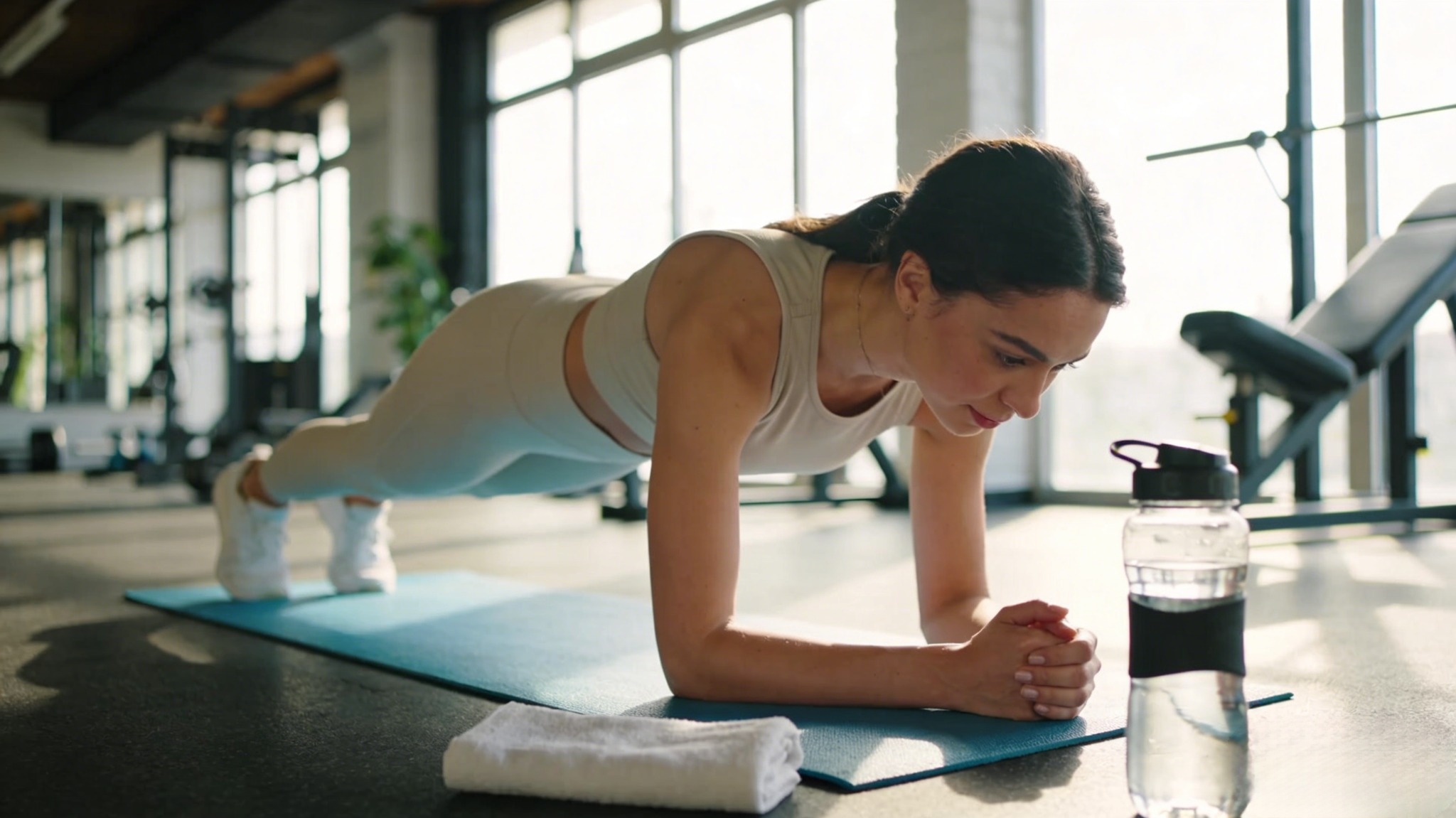 Person doing core exercises in modern gym with focus on abdominal training